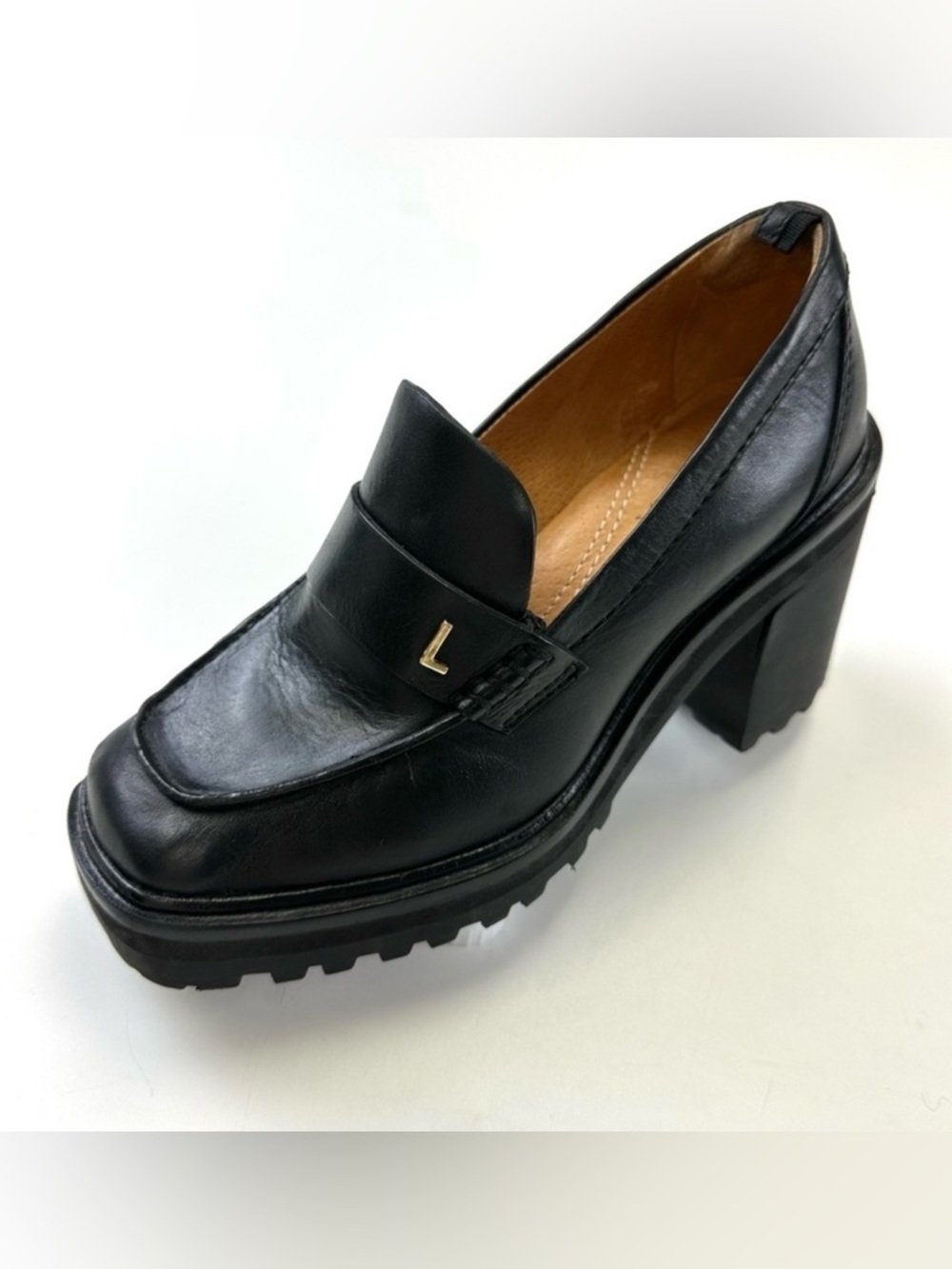 Dr Liza Footwear Priscilla Loafer Pump black lug heel leather Size 5 Classic